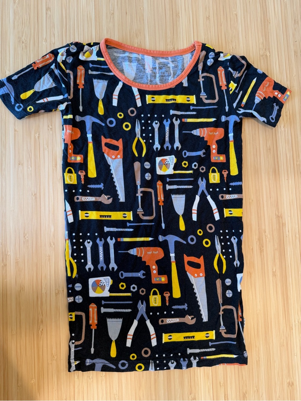 Little Sleepies Construction Tools Bamboo Short Sleeve Shirt ONLY Size 9 10 Boys